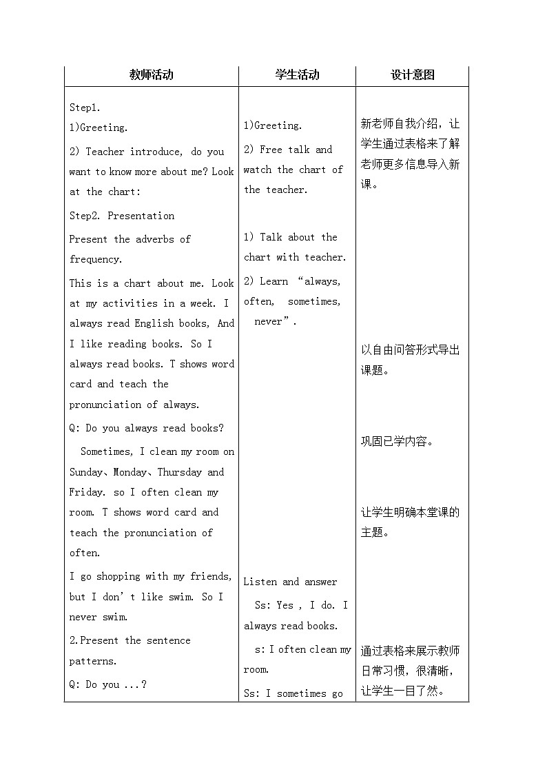 六年级上册英语教案 Module 8 Unit 2 I often go swimming. 外研版（三起）02