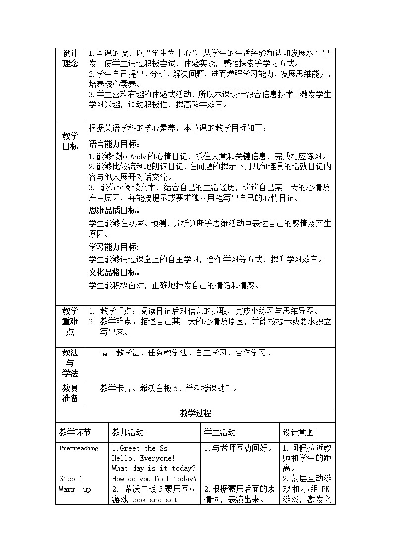 六年级上册英语教案 Unit 4 Feelings  Lesson 3 人教新起点版03