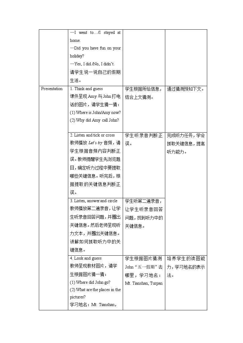 人教版（PEP）Unit 3 Where did you go_ Part A Let’s talk（教案） -英语六年级下册第2页