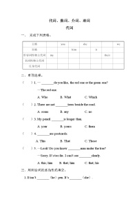 【复习必备】人教版 (PEP)六年级下册——代词、数词、介词、连词【含答案】