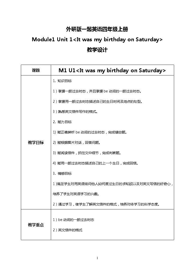 Unit 1It was my birthday on Saturday 课件PPT+教案01