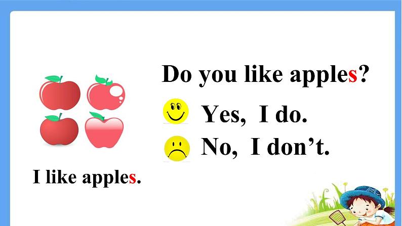 三年级下册英语课件 Unit 5 Do you like pears？Part A  Let 's talk 人教PEP版第7页