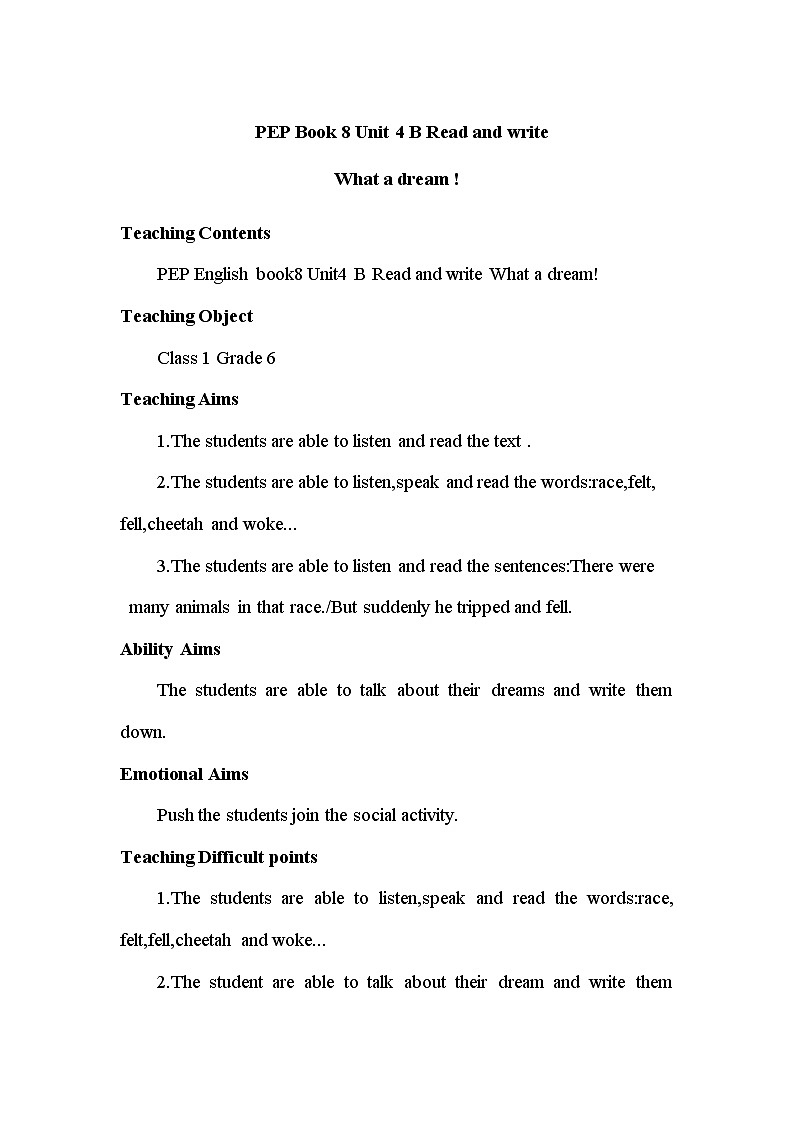 六年级英语下册教案：Unit 4 Then and now B Read and write人教PEP版01