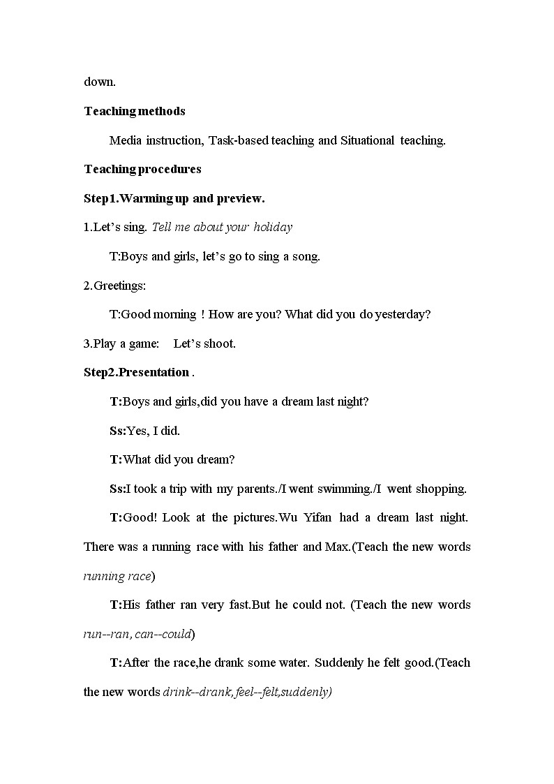 六年级英语下册教案：Unit 4 Then and now B Read and write人教PEP版02