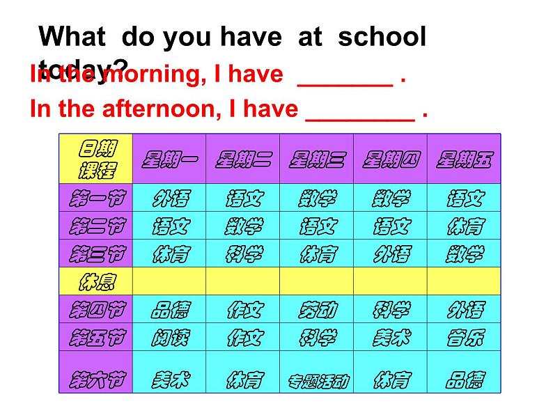 三年级英语下册课件-Module 6 Unit 2 What does Lingling have at school-外研版（三起）07