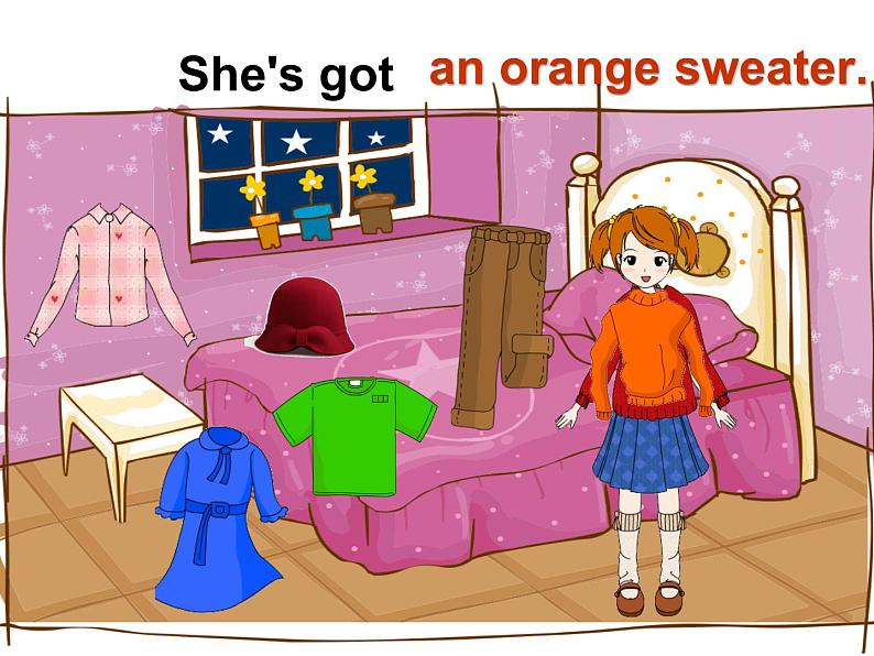 三年级英语下册课件-Module 10 Unit 2 She 's got an orange sweater16-外研版（三起）第7页