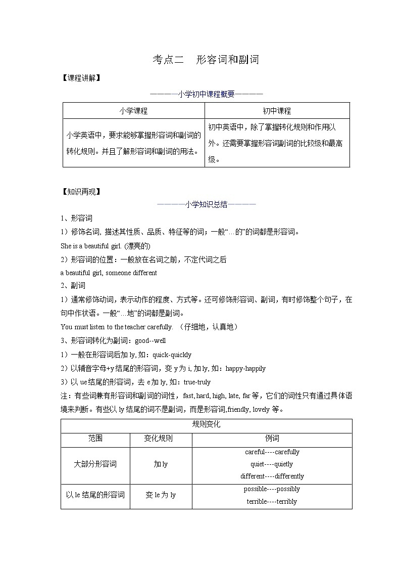 考点02 形容词和副词（原卷版）第1页