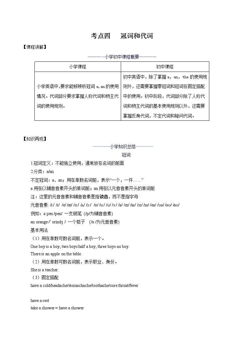 考点04 冠词和代词（原卷版）第1页