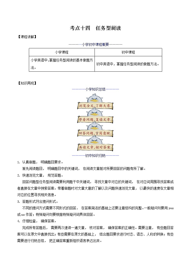 考点14-任务型阅读（解析版）第1页