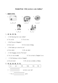 小学英语外研版 (三年级起点)四年级下册Unit 2 Did you have a nice holiday?随堂练习题