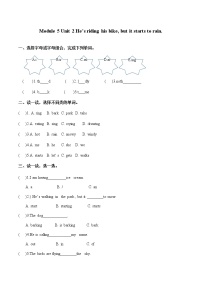 外研版 (三年级起点)六年级下册Unit 2 He's riding his bike,but it's starting to rain课时练习