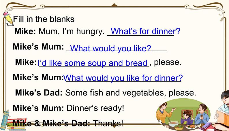 人教版 (PEP)四年级上册英语——unit 5 Dinner is readypart A1课件PPT08