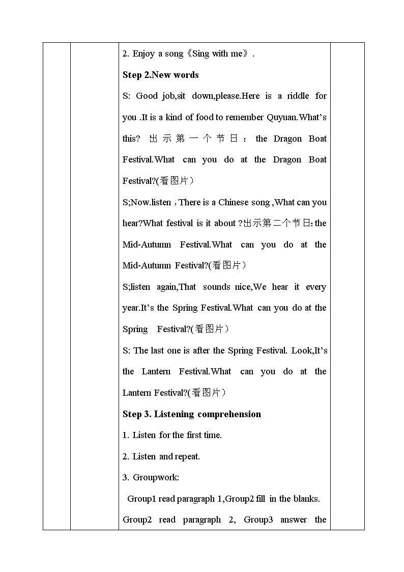 英语外研新标准（三起）六年级上册-M4U2  Our favourite festival is the Spring Festiival 教案第2页