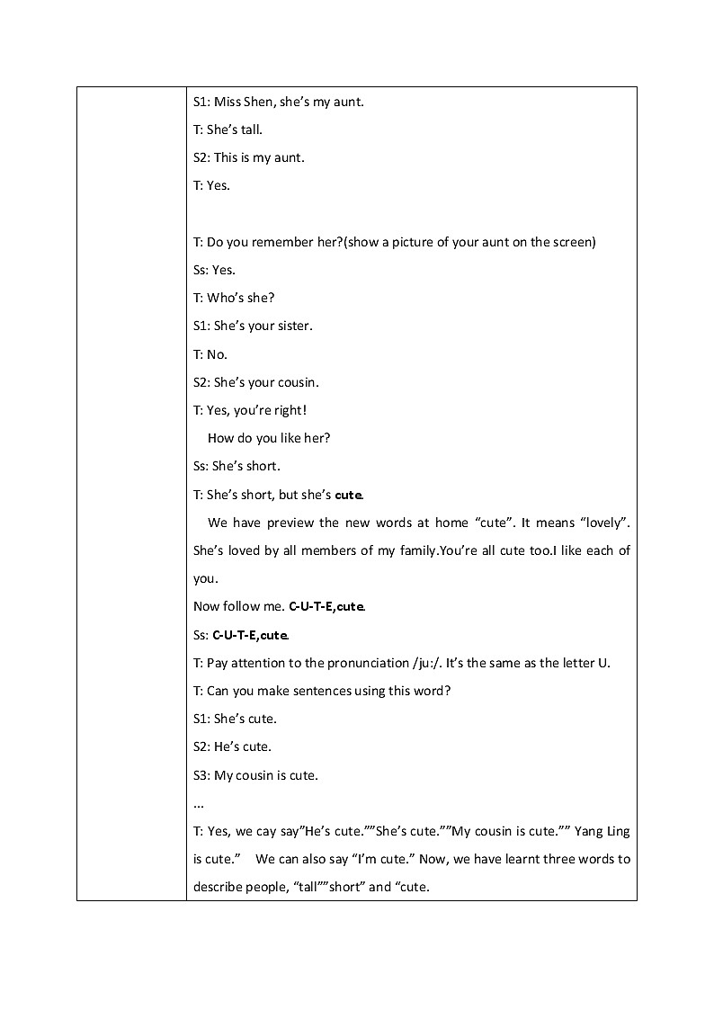 Unit 1 She's my aunt Period 2课件+教案+同步练习03