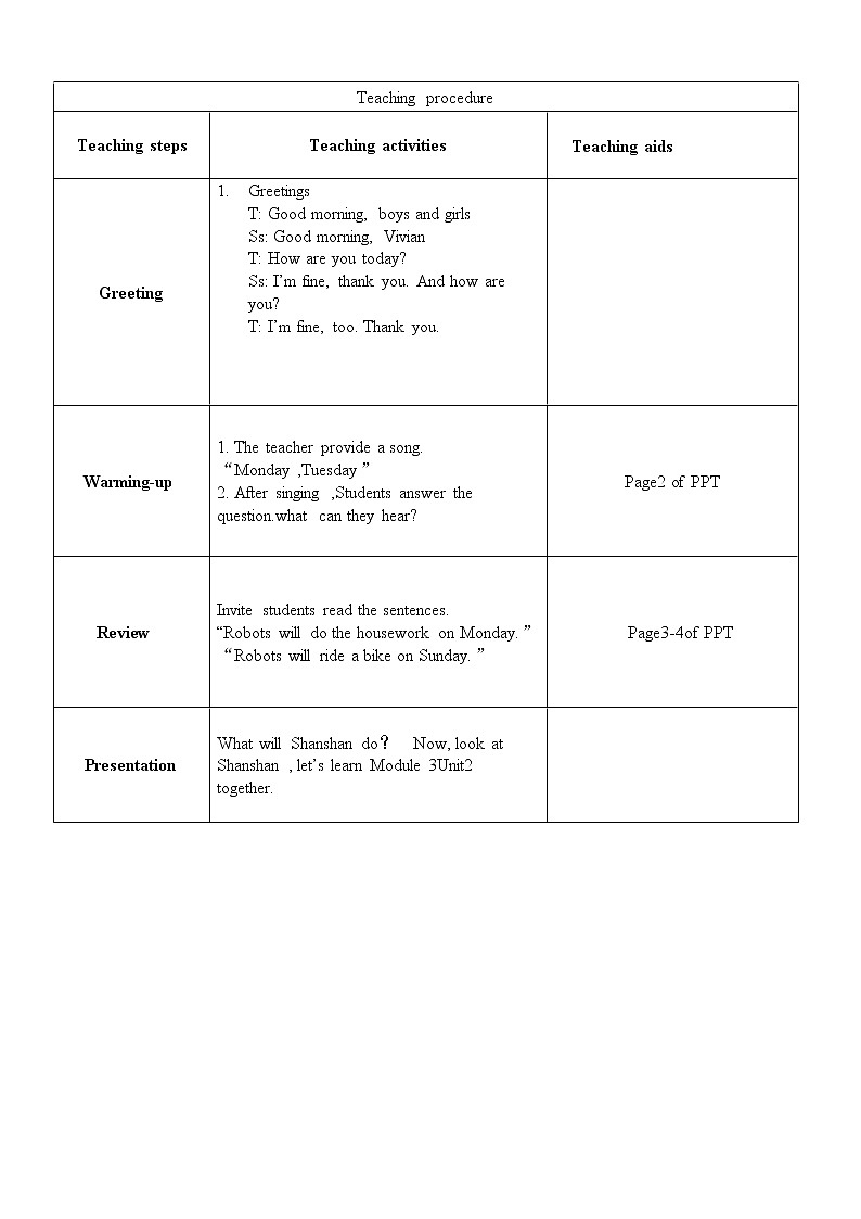 英语外研新标准（三起）四年级下册-Unit 2 On Monday I 'll go swimming教案第2页