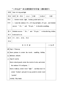 小学英语外研版 (三年级起点)五年级下册Unit 1 It's big and light.教案设计