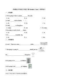 小学英语外研版 (三年级起点)六年级下册Unit 2  It will snow in Harbin当堂检测题