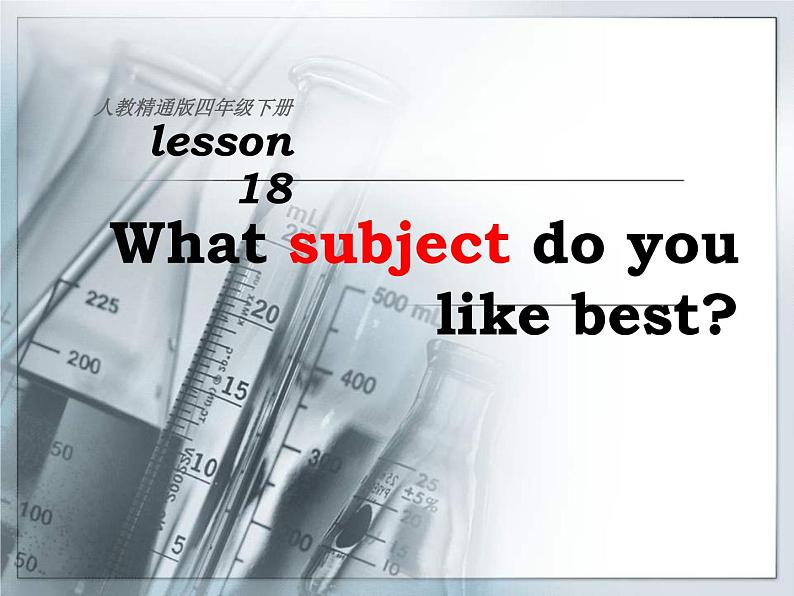 人教精通版小学英语四下 Unit3 What subject do you like best？(Lesson18) 课件01