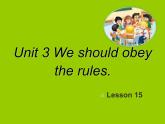 人教精通版小学英语五下 Unit3 We should obey the rules.(Lesson15) 课件