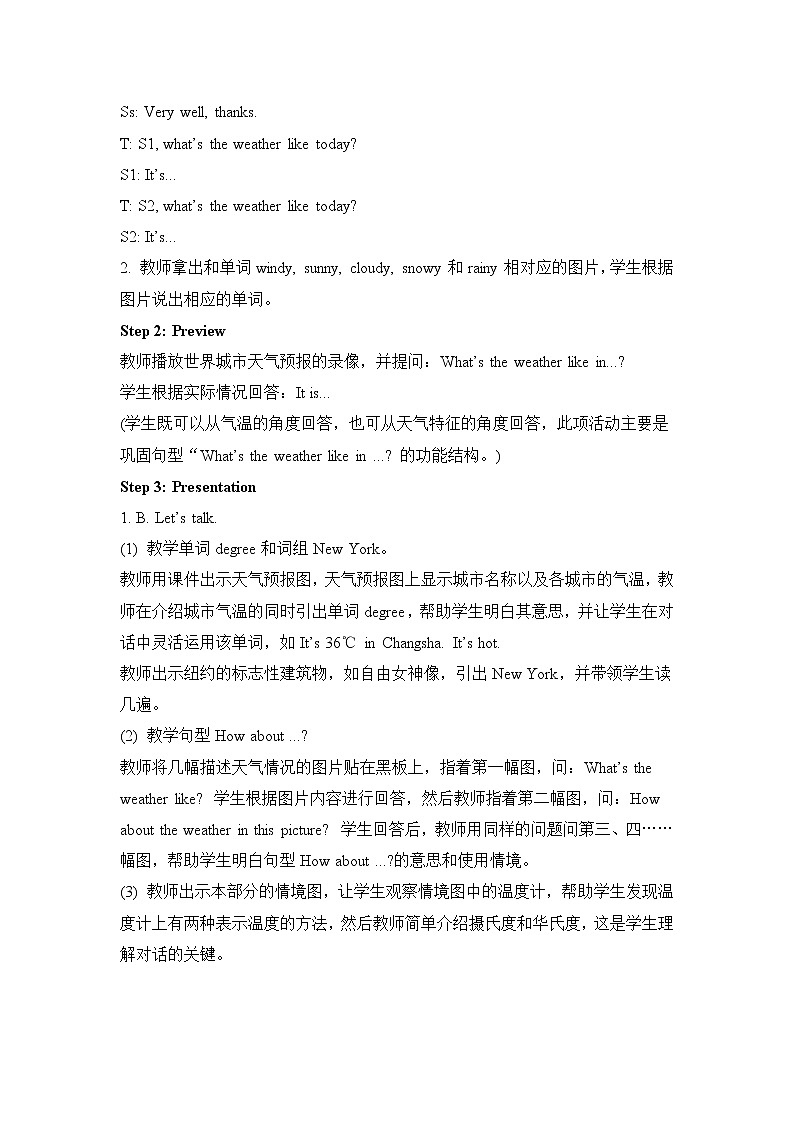 北师大版五下英语 Unit11 Weather Lesson3 教案02