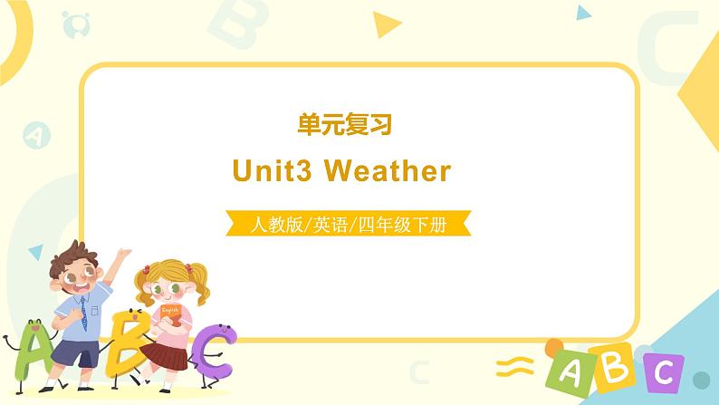 人教版PEP英语四年级下册Unit3 Weather复习课件01