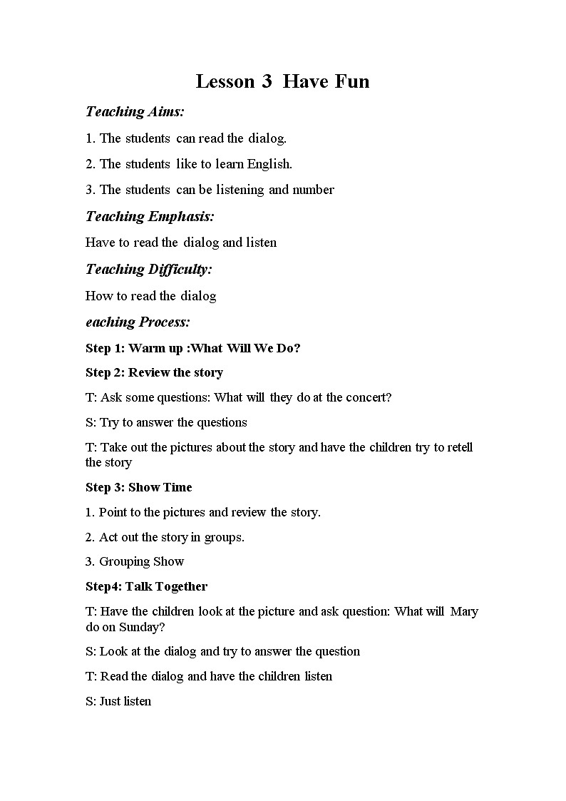 北师大版六下英语 Unit8 Music Lesson3 教案01