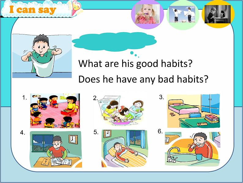 译林版（三起）小学英语六下 Unit2 Good habits(第2课时） 课件第3页