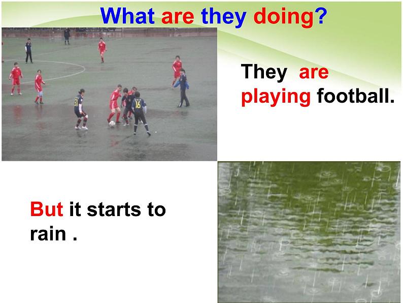 外研版（三起）小学英语六下 Module5 Unit2 He 's riding his bike,but it starts to rain. 课件第5页