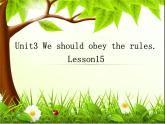 人教精通版小学英语五下 Unit3 We should obey the rules.(Lesson15) 课件