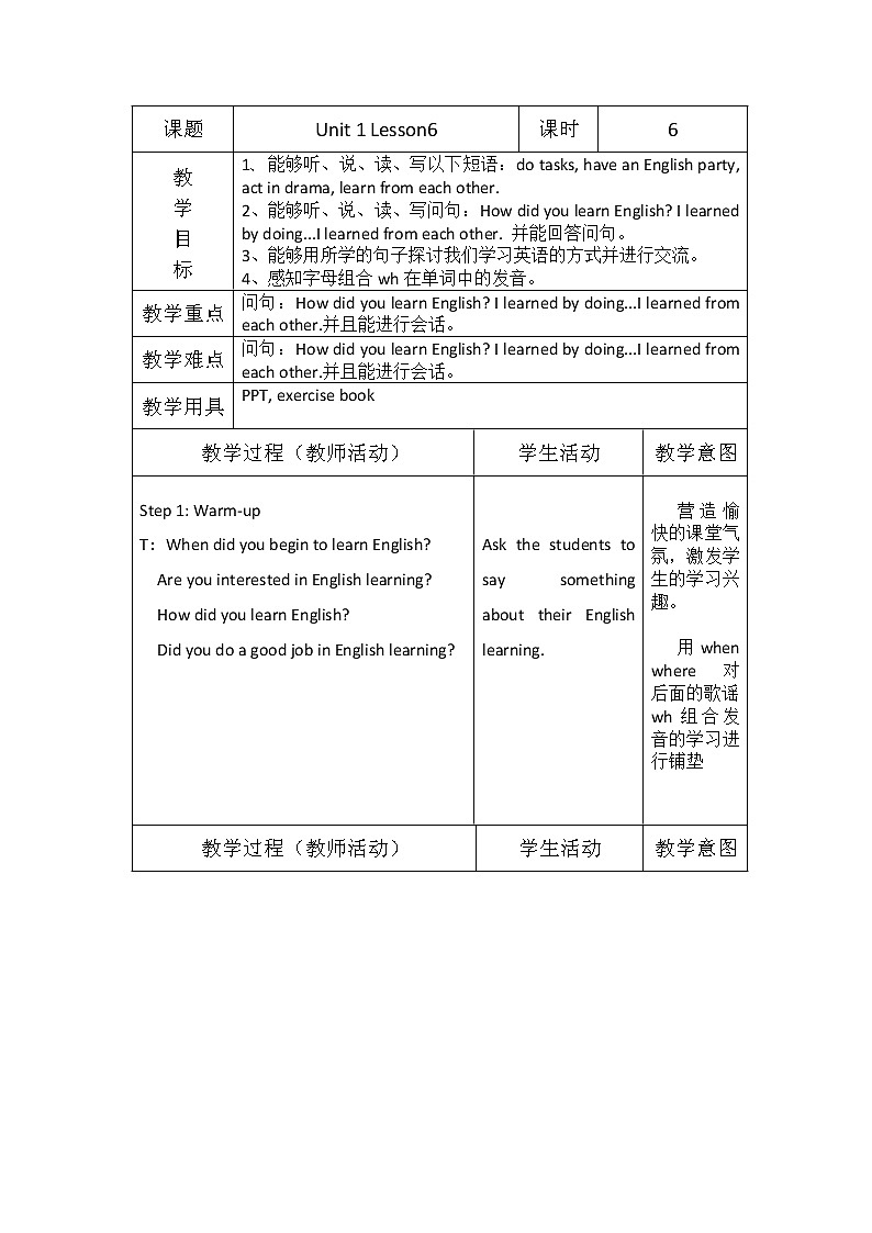 六年级下册英语教案－Unit1 I went  to Sanya for my holidays Lesson6 ｜人教精通版第1页