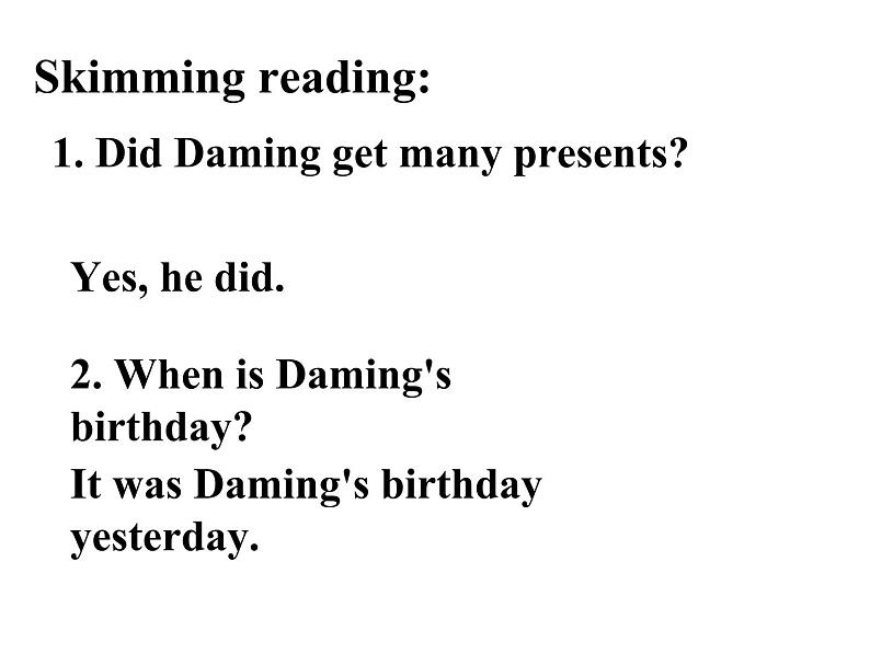 六年级英语下册课件-Module 6 Unit 1 It was Daming 's birthday yesterday-外研版(三起)第7页