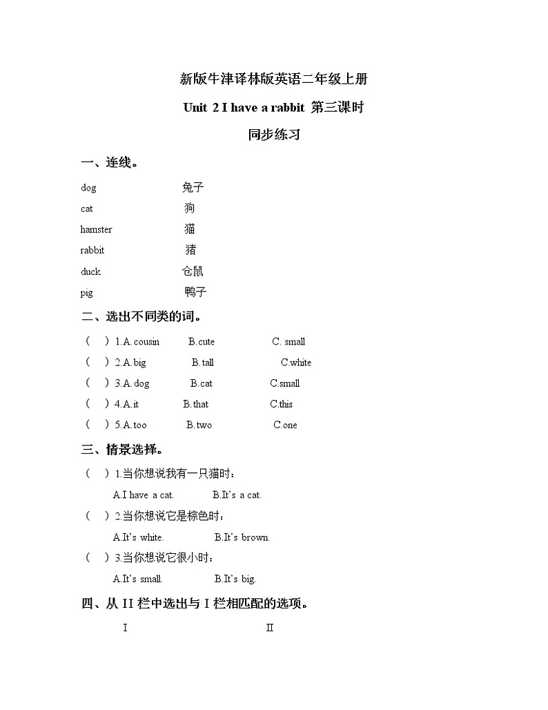 Unit 2 I have a rabbit Period 3课件+教案+同步练习01