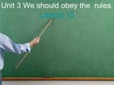 人教精通版小学英语五下 Unit3 We should obey the rules.(Lesson15) 课件