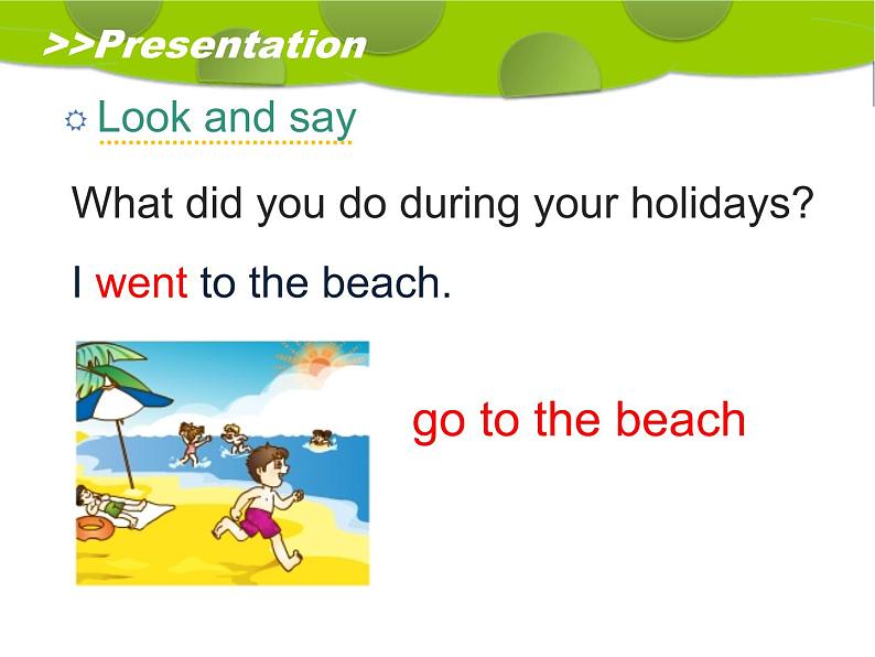 人教精通版小学英语六下 Unit1 I went to Sanya for my holidays.(Lesson6) 课件第6页