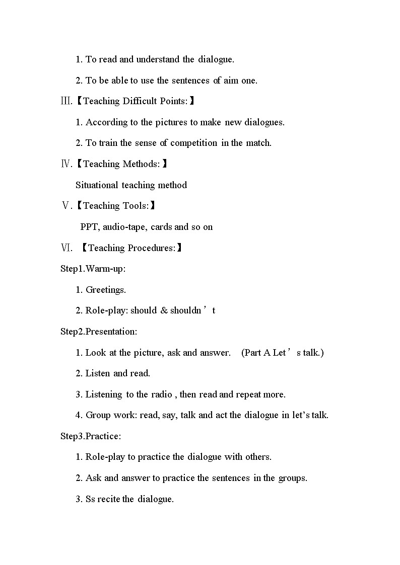 陕旅版小学英语五下 Unit8 Have a Good Habit! partB 教案02