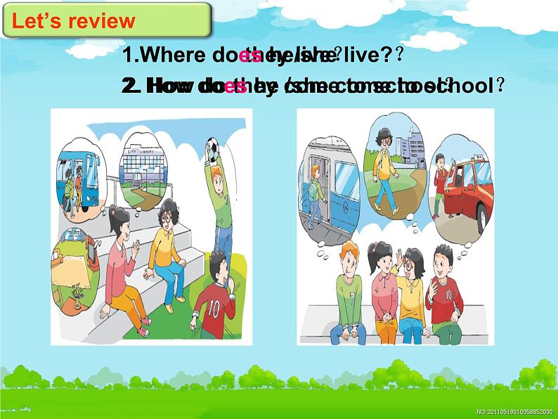 译林版小学英语五下 Unit2 How do you come to school？(第2课时) 课件05