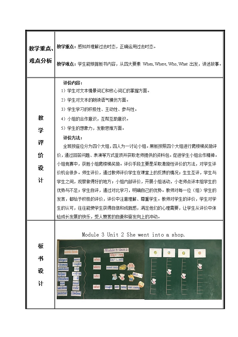 外研版（一起）小学英语四下 M3U2 She went into a shop. 教案第3页
