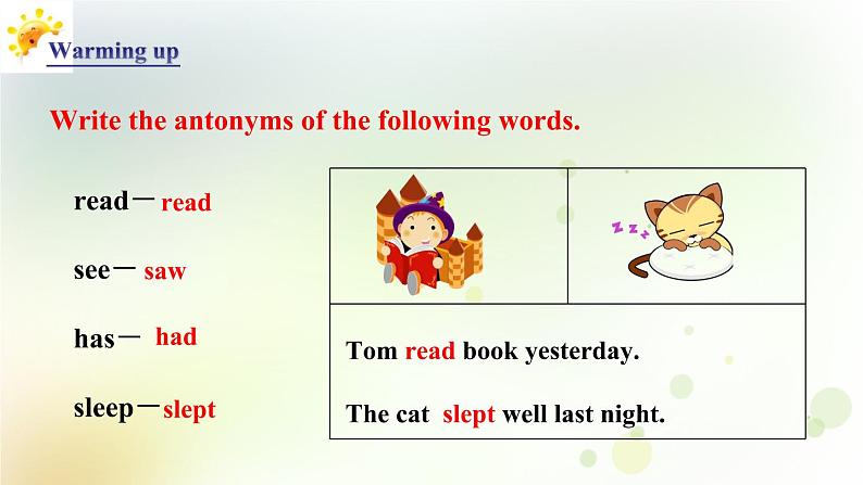 人教版英语六年级下册Unit 2 第四课时Part B（Let 's learn-Match and say）教学课件第3页