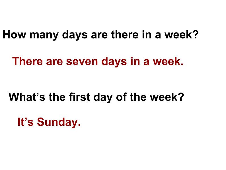 人教精通版小学英语四下 Unit4 There are seven days in a week.(Lesson21) 课件02