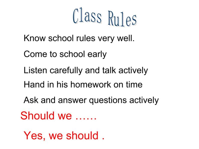 人教精通版小学英语五下 Unit3 We should obey the rules.(Lesson15) 课件02