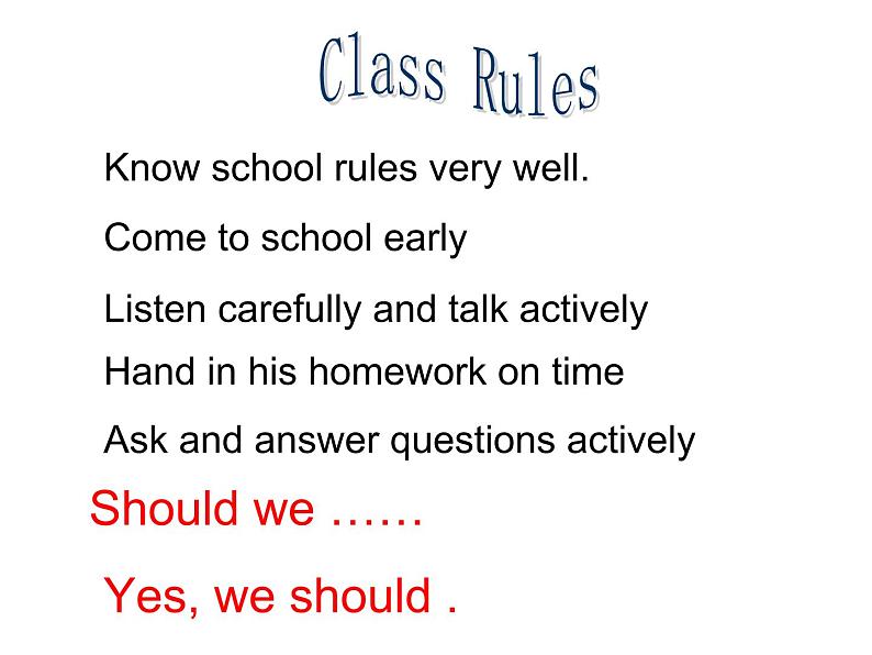 人教精通版小学英语五下 Unit3 We should obey the rules.(Lesson15) 课件02