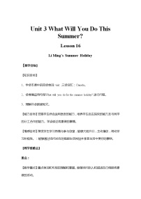 小学英语冀教版 (三年级起点)六年级下册Lesson16 Li Ming's Summer Holiday教学设计