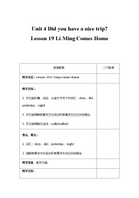 小学英语冀教版 (三年级起点)五年级下册Unit 4 Did You Have a Nice Trip?Lesson 19 Li Ming Goes Home教学设计及反思