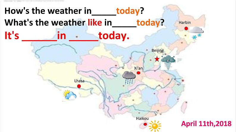 陕旅版小学英语五下 Unit5 What 's the Weather like Today？ partB 课件第3页