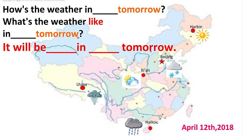 陕旅版小学英语五下 Unit5 What 's the Weather like Today？ partB 课件第4页