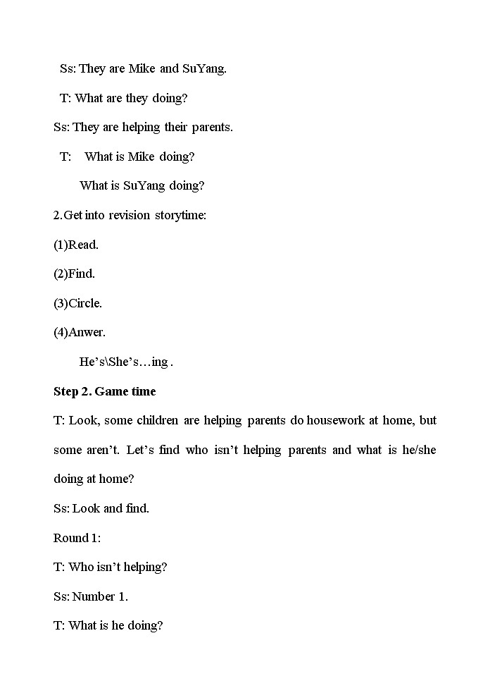 译林版（三起）小学英语五下 Unit5 Helping our parents(第2课时） 教案第2页