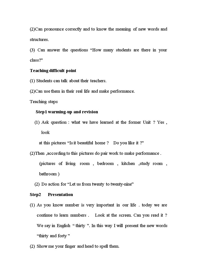 四年级下册英语教案－Unit 2 There are forty students in our class Lesson 8  ｜人教精通版02