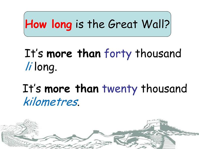 小学英语外研版6A Unit1 How long is the Great Wall 部优课件第8页