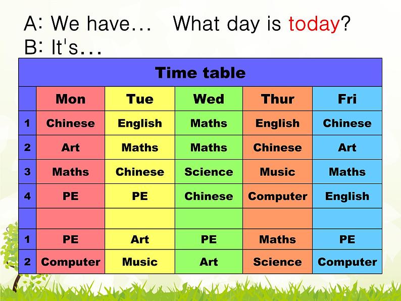 人教精通版小学英语四下 Unit4 There are seven days in a week.(Lesson21) 课件04