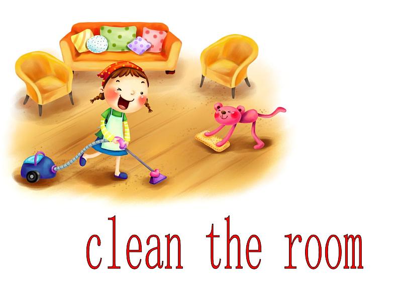 人教精通版小学英语五下 Unit5 I 'm cleaning my room.(Lesson27) 课件第4页